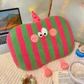 Cute green and pink striped plush character cushion pillow for cozy bedroom or dormitory - 50x32cm / Pink Green Stripes