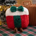 Morbido cuscino di peluche a forma di pacco regalo di Natale con un viso carino e fiocco - Piccolo 20cm / scatola regalo natalizia