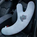 Almohada larga de cuello para coche gato gris para protección de cinturón de viaje - Gato gris