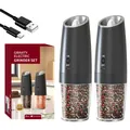 Set di macina pepe e sale elettrici ricaricabili con cavo USB - Set da 2 Pezzi / Ricaricabile con Batteria al Litio Tipo-C / Doppio Nero