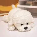 Weiches weißes lockiges Pudel-Plüschtier in liegender Position für Kinderzimmer-Deko - 32cm / Simulierter Liegender Hund / Weiß