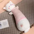 Cute cartoon cat long bolster plush pillow in pink and white for side sleeping comfort - 90cm Pack / Cat