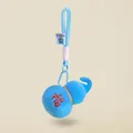 Blue plush gourd keychain with red embroidered Fu character for bag charm and fortune - Blue Wu Lou Style / 13cm