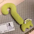 Green question mark shaped plush long body pillow featuring a cute cat with headphones - 90cm Pack / Matcha Green Cat