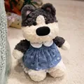 Cute husky plush toy doll wearing a blue heart denim dress - Clothed Style / Husky / 45cm