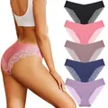 Lot de culottes sans couture en dentelle pour femmes, divers coloris et coupe - S / Multicolore / 5 Pièces/Paquet