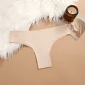 Seamless breathable Brazilian thong underwear for women in a soft nude beige color. - S / Bottoms / Nude