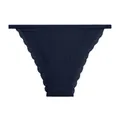 Detail view of navy blue ribbed women's panties with delicate lace trim edges - S / Bottom (L031) / Sapphire Blue