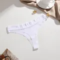 Elegant white seamless lace thong for women breathable yoga sports underwear fitness - XS / White