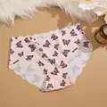 Pink seamless butterfly print women's briefs, lightweight ice silk fabric, detail view. - Pink Butterfly