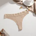 Nude seamless lace thong for women with breathable quick-dry fabric - XS / Nude