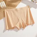 Comfortable beige ribbed cotton boxer briefs for women with soft texture and mid-waist fit - S / Bottoms / Nude