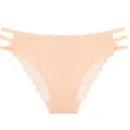 Culotte sexy en coton pêche à taille basse avec bordure en dentelle fine et côtés ajourés. - S / Bas / Chair