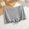 Comfortable solid grey ribbed cotton mid-waist safety pants boxer briefs for women active - S / Bottoms / Heather Grey