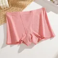 Bequeme Damen-Boxershorts aus rosa gerippter Baumwolle mit einer mittleren Taille - Rosa