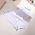 White ribbed cotton bikini panties with stylish metal ring hip details for women - S / White