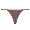 Seamless thin strap thong in dark brown, breathable quick-dry fabric for women - XS / Mocha Gray