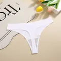 Premium white seamless ice silk thong for women featuring a minimalist V-waist design - S / Pure White