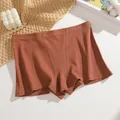 Bequeme ziegelrote Boxershorts für Damen aus gerippter Baumwolle mit mittlerer Taille. - Ziegelgelb