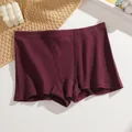 Bequeme burgunderrote Boxershorts aus gerippter Baumwolle für Damen in Unifarbe - Traubenlila