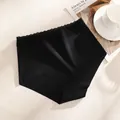 Femme Noir Sans Coutures Culotte En Soie De Glace Respirante Taille En Dentelle Slip - S / Noir
