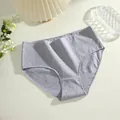 Comfortabel grijs katoenen ondergoed met hoge taille voor dames in grote maten, effen kleur - S / High waist slip / Gris Melange
