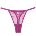 String sexy en dentelle rose magenta sous-vêtements avec broderie en maille ajourée - S / Violet Raisin