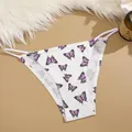 Culotte blanche sans couture en soie glacée taille basse avec motif papillon violet - XS / Bas / Papillon Blanc