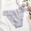 Slip da donna grigio a vita bassa con ampia fascia in pizzo floreale, comodo e sexy - grigio melange
