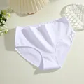 Hoogwaardige witte dameskatoenen slipjes in grote maten met naadloos plat ademend ontwerp - S / High waist slip / Wit