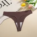 Perizoma in seta di ghiaccio senza cuciture da donna color marrone con vita a V - Taglia S / Pantaloni e gonne / Grigio Mocha