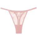 String sexy en dentelle rose sans couture pour femmes avec motifs papillon évidés - S / Rose