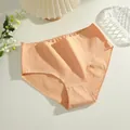 Comfortabele naadloze katoenen damesslip met hoge taille in abrikooskleur SKU view - S / High waist slip / Huidskleur