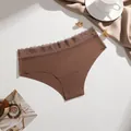 Culotte bikini marron sans couture pour femme avec une élégante taille en dentelle - S / Marron