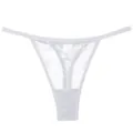 String en dentelle blanche avec motif papillon délicat et fines lanières élastiques - S / Blanc