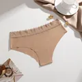 Culotte bikini beige sans couture confortable avec ceinture en dentelle élégante - S / Khaki