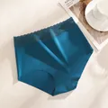 Plus size nylon ice silk breathable quick-drying women seamless panties comfortable lace - Blue