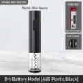 Elektrische wijnopener in zwart van ABS-kunststof, op batterijen met foliesnijder. - Droge Batterij Openerset (KB1-602102) / Met Cijfersnijder En Kleurendoos / Zwart