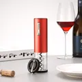 Elegant red rechargeable metallic electric wine opener with foil cutter for home bar - Opener And Foil Cutter / Aluminum Alloy Red