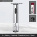 Professionele elektrische wijnopener van roestvrij staal zilver met foliesnijder - Droge Batterij Openerset (KB1-602002) / Met Cijfersnijder En Kleurendoos / Roestvrij Staal Zilver