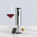 Modern silver metallic rechargeable electric wine opener with LED power status - Battery Indicator Style / Stainless Steel Silver