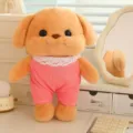 Adorable butter poodle plush toy wearing a stylish pink lace jumpsuit gift for kids - Pink Romper Style / 20cm