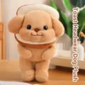 Adorable butter poodle plush toy wearing a soft toast-shaped headgear accessory - Bread Toast Headgear Style / 30cm