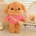 Adorable plush poodle dog toy dressed in a pink knit sweater with a tiny crossbody bag - Pink Base Bear Head Sweater / 30cm