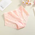 Culotte taille haute rose en dentelle et coton pour femme, respirante et confortable - S / Bas / Chair