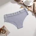 Seamless low-waist women's bikini panties in light purple featuring elegant lace trim - Silver Gray