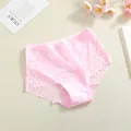 Breathable pink high-waisted women's lace cotton briefs with elegant floral pattern - S / Bottoms / Light Pink