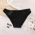 Comfortable basic solid black cotton panties for women featuring a stylish V-waist design - M / Bottoms / Black