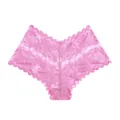 Close-up of pink translucent lace panties with scalloped edges. - Dusty Pink
