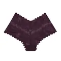 Close-up detail showing the intricate floral lace pattern of these purple panties - Purple Gray